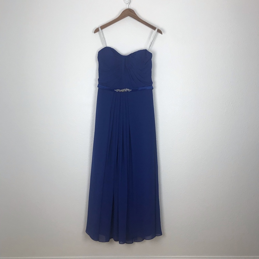 Mary’s Bridal Amalia Royal Blue strapless chiffon a-line Bridesmaid dress